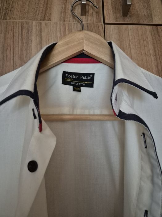 Koszula męska długi rękaw kremowa