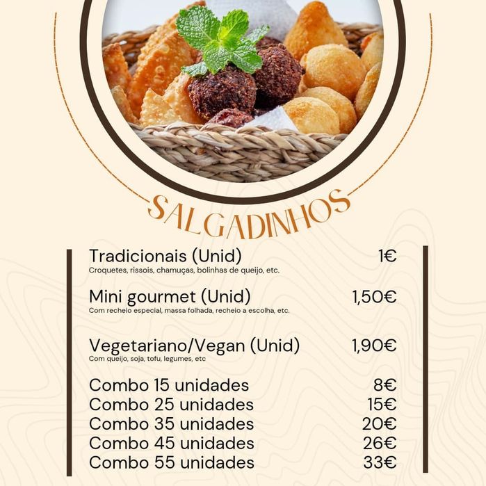 Faço bolos, doces e salgados