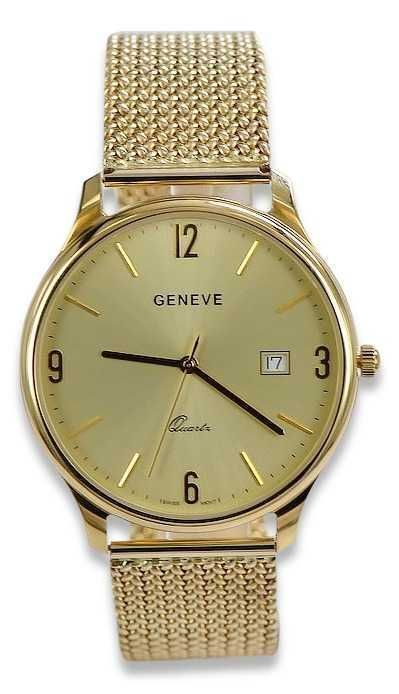Złoty zegarek męski 14k 585 Geneve Poznań mw017y&mwb014y