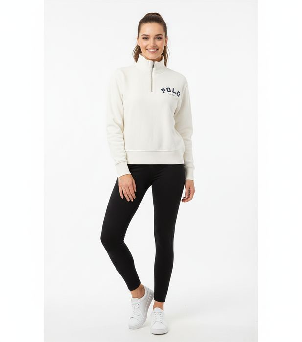 Bluza biała z zamkiem pod szyją logo Polo Ralph Lauren XXS