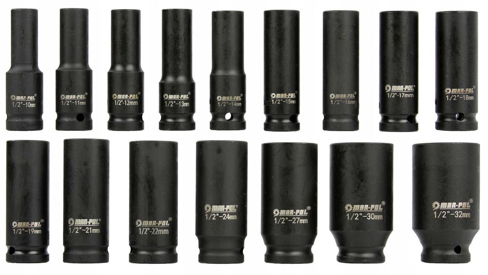 Ударные головки 1/2 " 16 ШТ. MAR-POL 10-32 ММ, насадки M58256