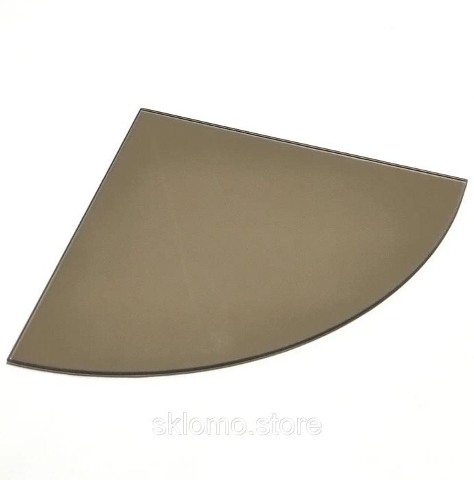 6 штук. Полиця радіусна зі скла Бронза 6 мм.  270х270 мм