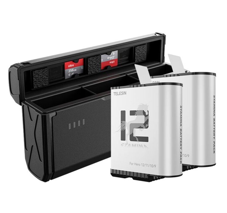 (в наявності) Акумулятори та зарядне для GoPro Hero 12 11 10 9 Telesin Stamina