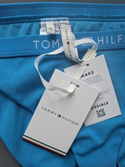 Tommy Hilfiger majtki bikini XL niebieskie chabrowe wiązane po bokach
