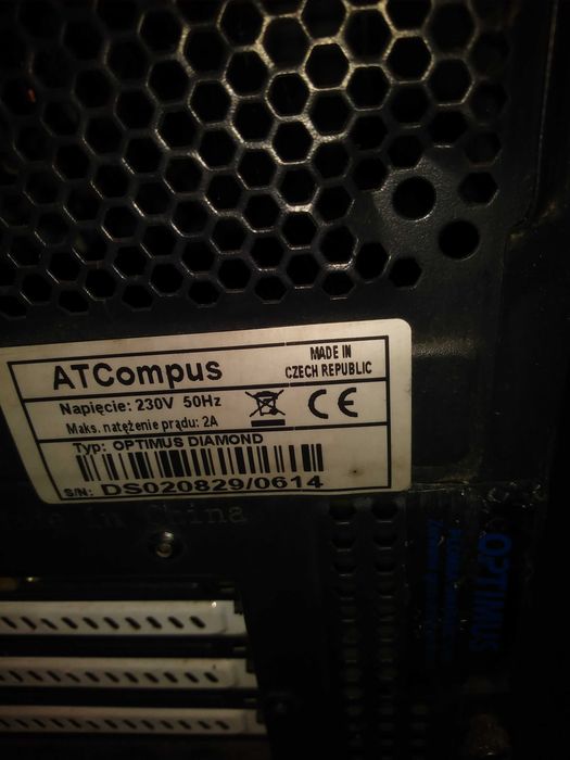 Czarny komputer OPTIMUS retro z oryginalną plombą gwarancyjną i Win 7