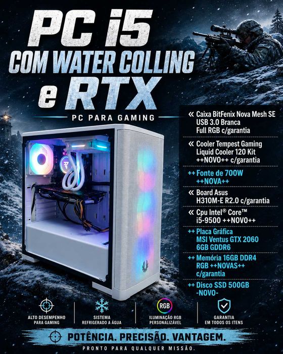 Pc Gamer  i5 Com Water Cooling E Graf. RTX