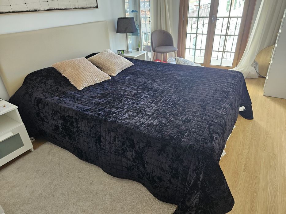 Colcha Grato Preto preta cama de casal