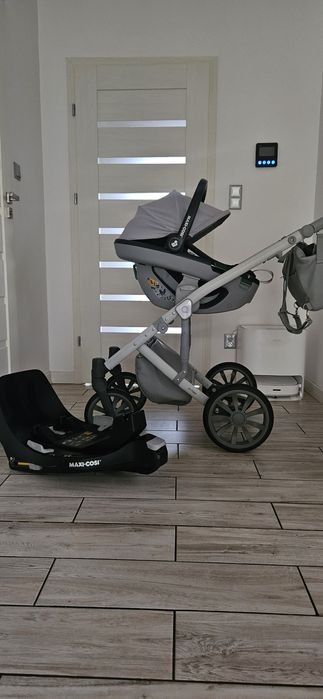 Wózek Anex M-type 2w1 lub 4w1 z bazą obrotową 360 i Maxi Cosi Coral