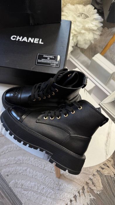 Черевики в наявності 35-41 Chanel ботинки Шанель кожа сапоги