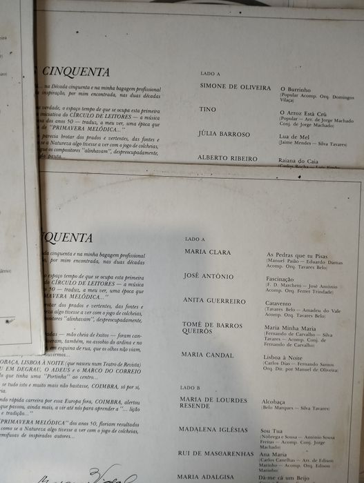 Lote de 15 discos de vinil LP Musica Ligeira Portuguesa