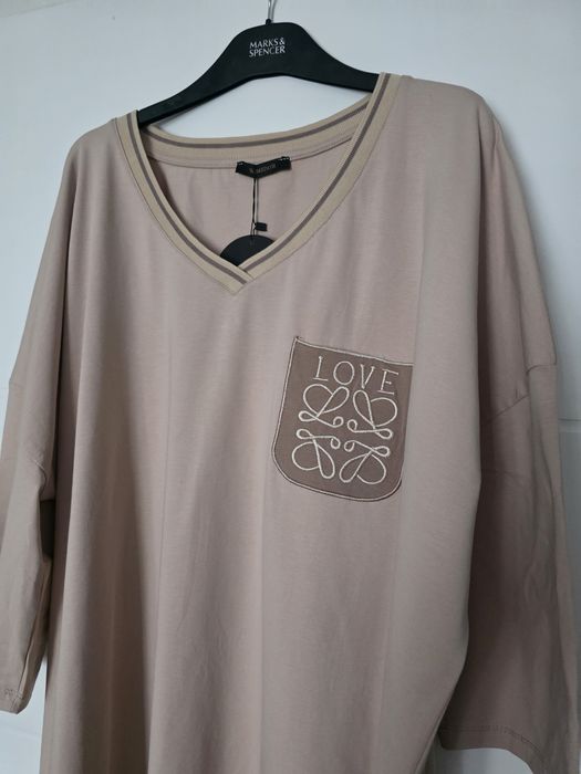 Cudna bawełniana tunika wysoka jakość haft plus size 50 52