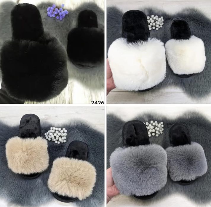 Женские  комнатные тапки меховые тапки мех хутро пушистики