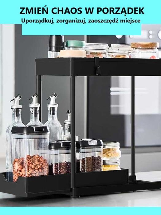 2 x Organizer z Wysuwaną Półką i Regulowaną Wysokością