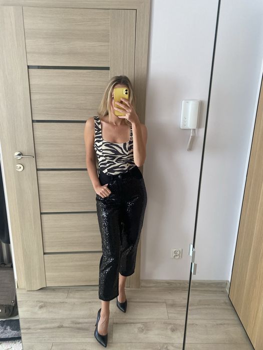 Crop top zebra - nowa, błyszcząca