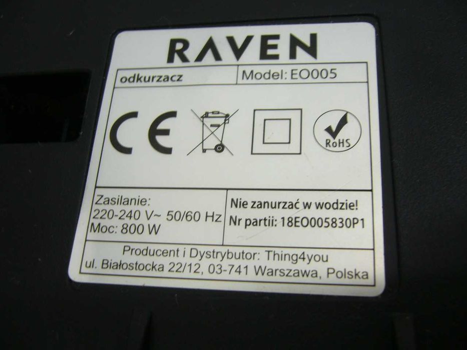 Odkurzacz Raven model EO005 sprzedany