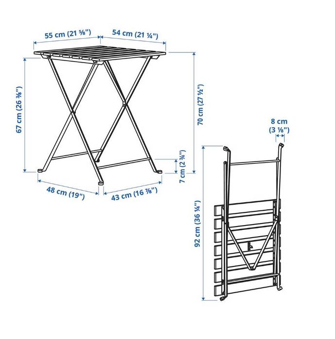 Conjunto de Jardim IKEA – 2 Cadeiras + Mesa Dobráveis