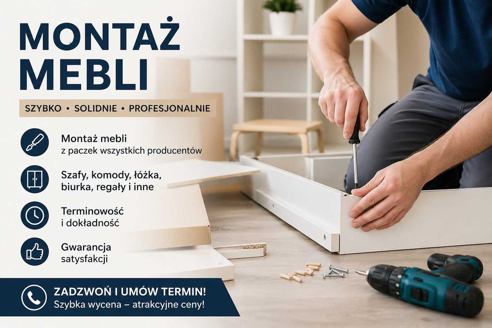 Montaż mebli | IKEA, BRW, Agata | Szybko i solidnie