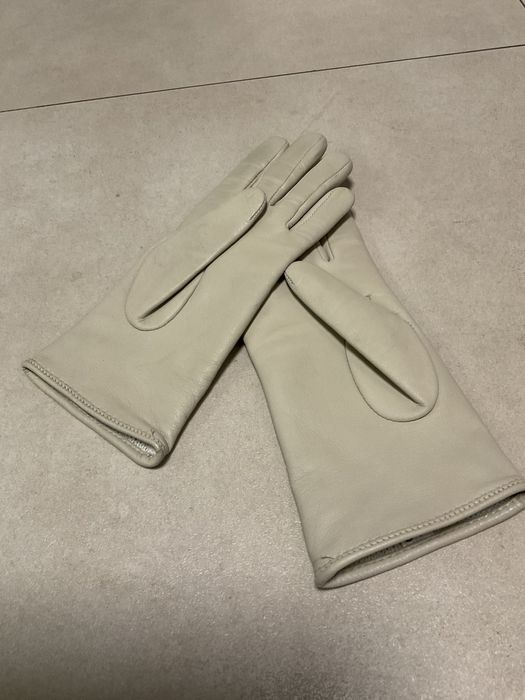 Rękawiczki skórzane ocieplane ecru