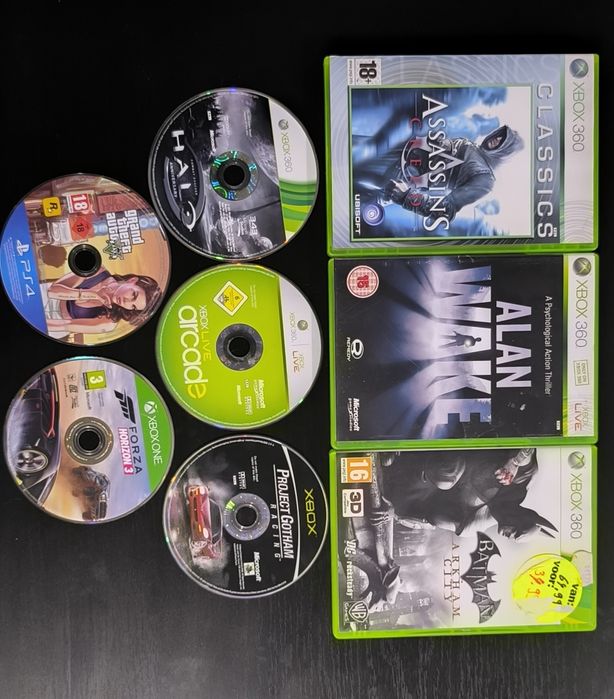 Conjunto de 3 jogos Xbox 360+5 cds danificados