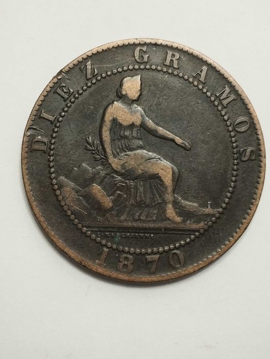 Sprzedam monetę Hiszpania 10 centymów 1870r.