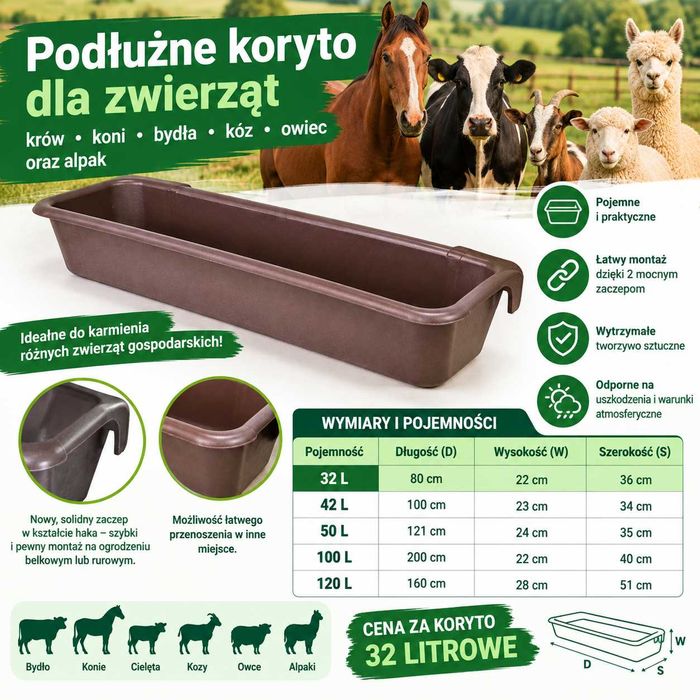 Karmidło, Poidło zawieszane, żłób, Koryto dla bydła i koni