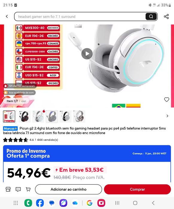 Fones PS5 PS4 bluetooth novos