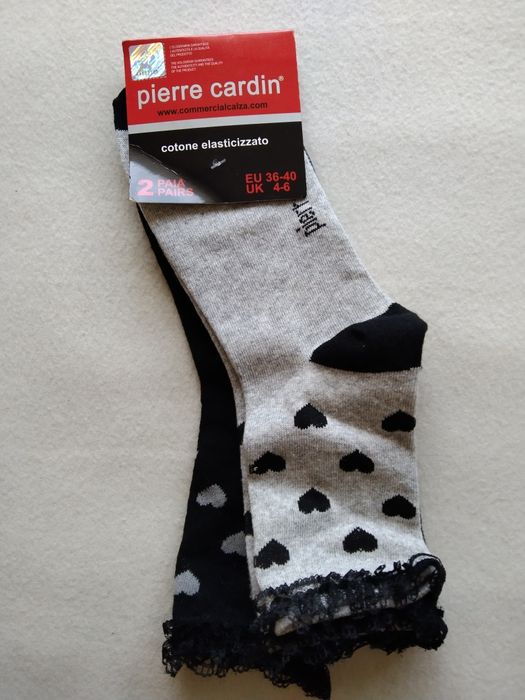 Pierre Cardin skarpety w serduszka 37,38 czarne szare 39 40