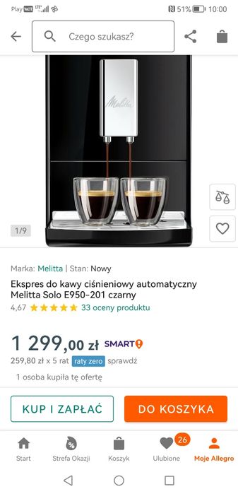 Ekspres do kawy Melitta Solo E950-201 stan bardzo dobry