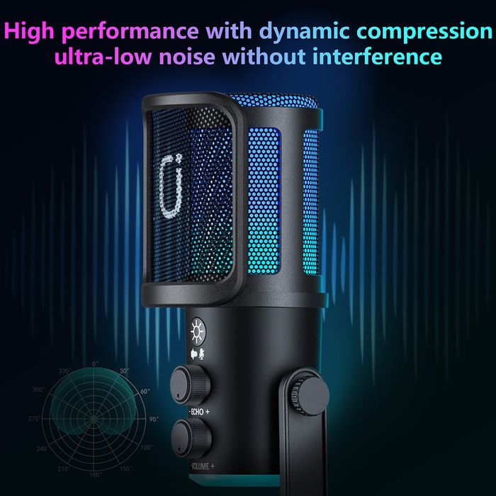 U120 Jogo Desktop Microfone com luzes de respiração RGB