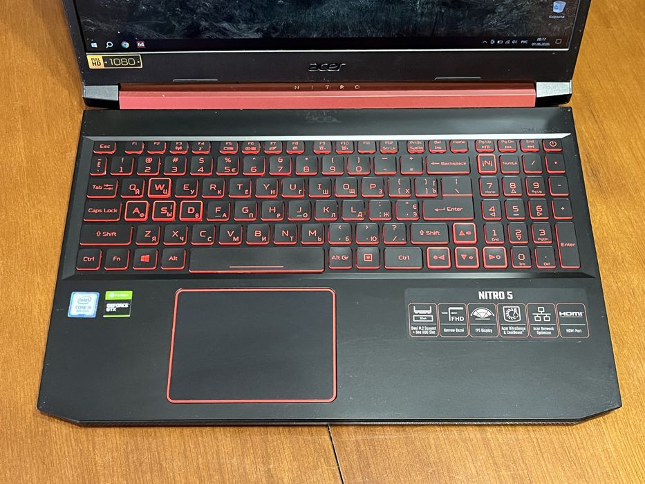 Игровой ноутбук 15.6" Acer Nitro 5 на Intel i5-9300H с Nvidia GTX1050 / 16ОЗУ / SSD+HDD / FullHD