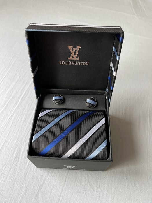 ZESTAW krawat / poszetka / spinki  Louis Vitton, HANDMADE