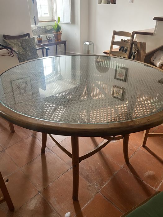 Mesa de jantar ratan palhinha