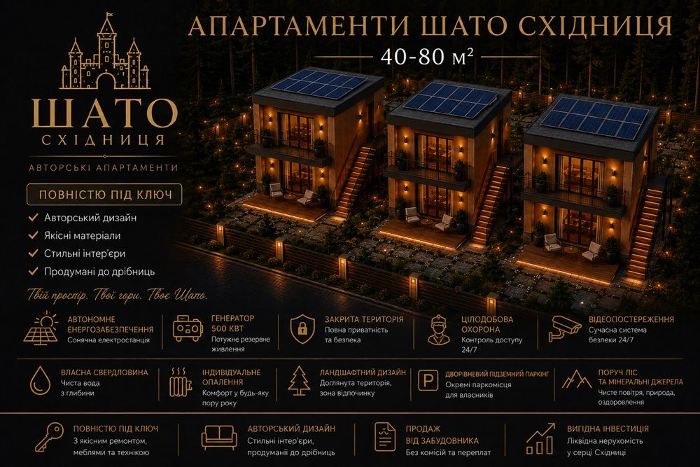 Преміум апартаменти «Шато Східниця» • З меблями під ключ