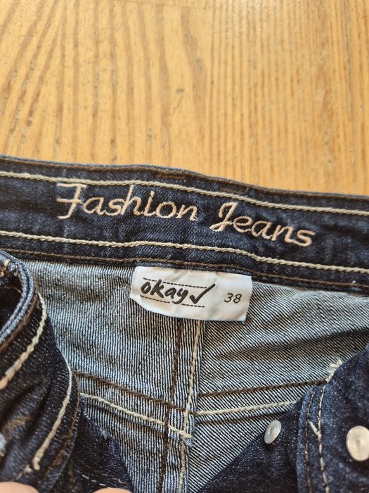 Krótkie spodenki damskie, ciemny jeans,Okay,r.M