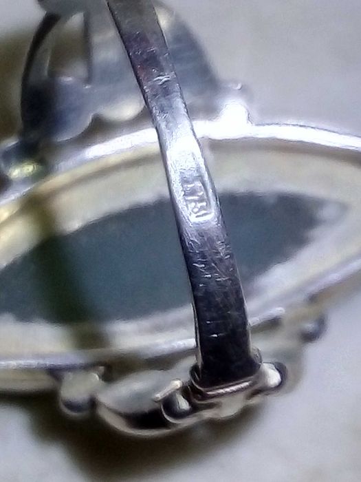 серебряное кольцо 875 нефрит