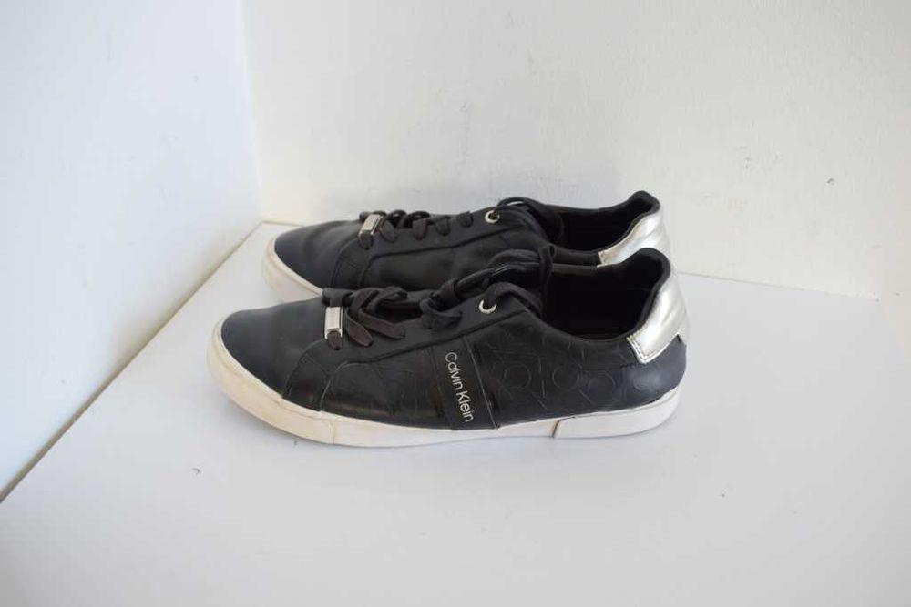 CalvinKlein sneakersy czarne  Low Pro Lace Up monogram ck 41 skórzane