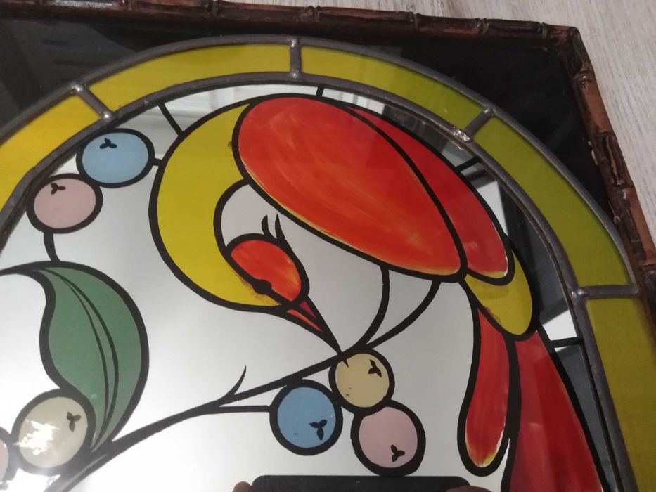 angielskie lustro z witrażem metodą tiffaniego- unikat, rękodzieło