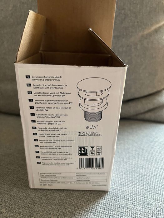 Nowy Cersanit KOREK KLIK KLAK DO UMYWALEK bez korka/zatyczki