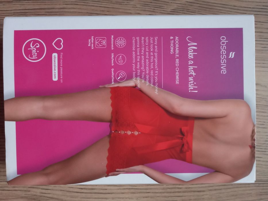 Koszulka i stringi S/M Obsessive 822-CHE-3