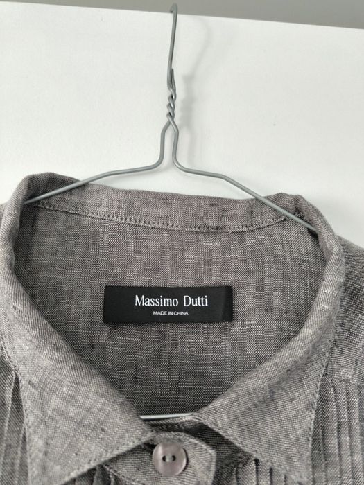 Koszula Massimo dutti 34 XS szara lniana na guziki plisy