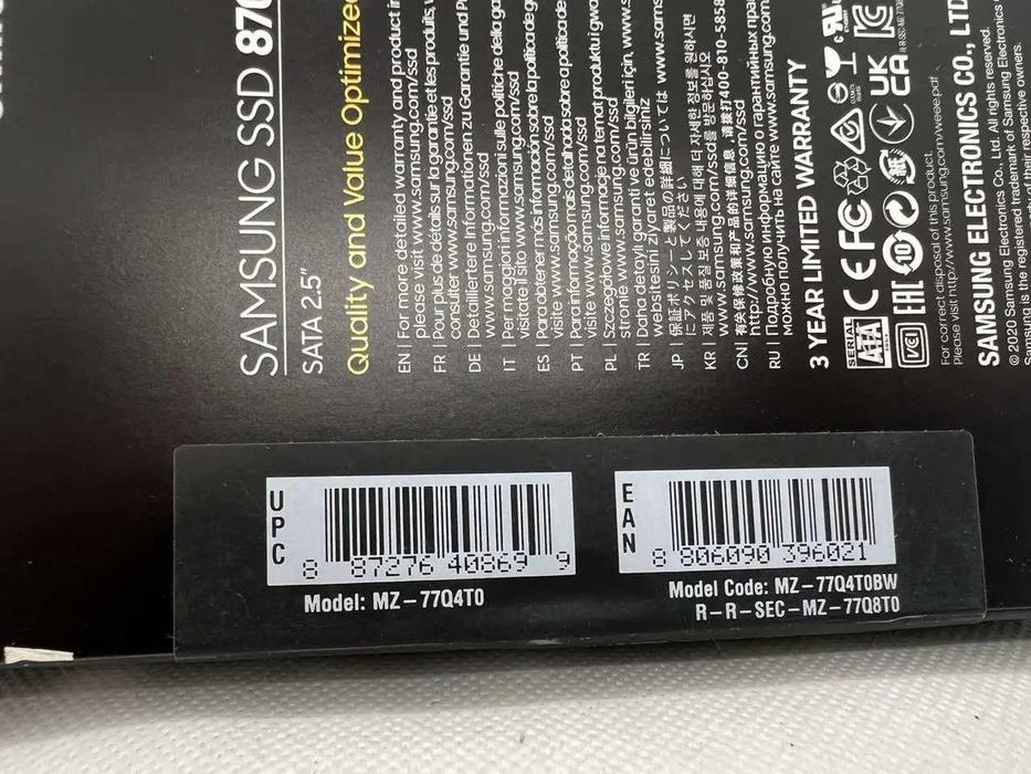 SSD накопичувач Samsung 870 QVO 4 TB (MZ-77Q4T0BW) НОВИЙ!!