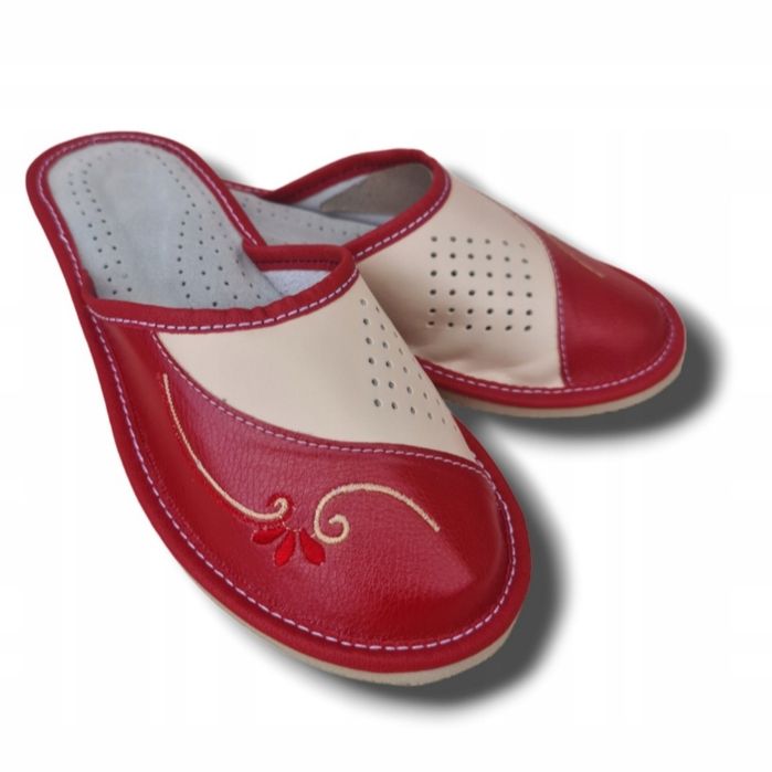 Kapcie łapcie damskie skórzane pantofle klapki polski producent 41 roz