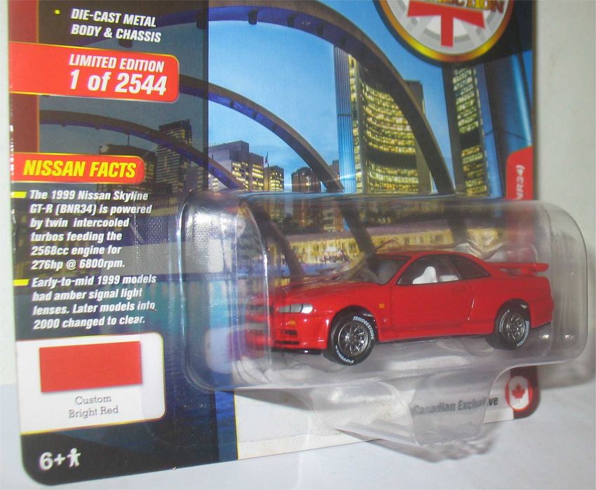 Johnny Lightning - 1999 Nissan Skyline GT-R (BNR34) - Exclusivo Canadá