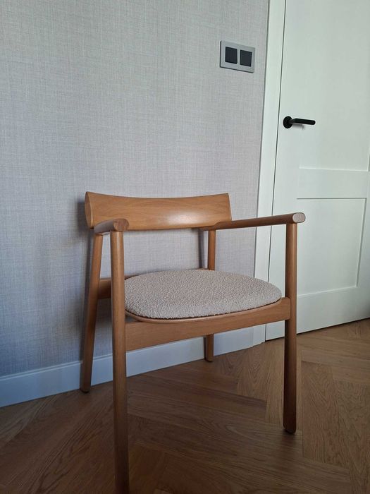Krzesło drewniane TAMO ELIPSA SOFT Natur Oak / Boucle Sand - JAK NOWE