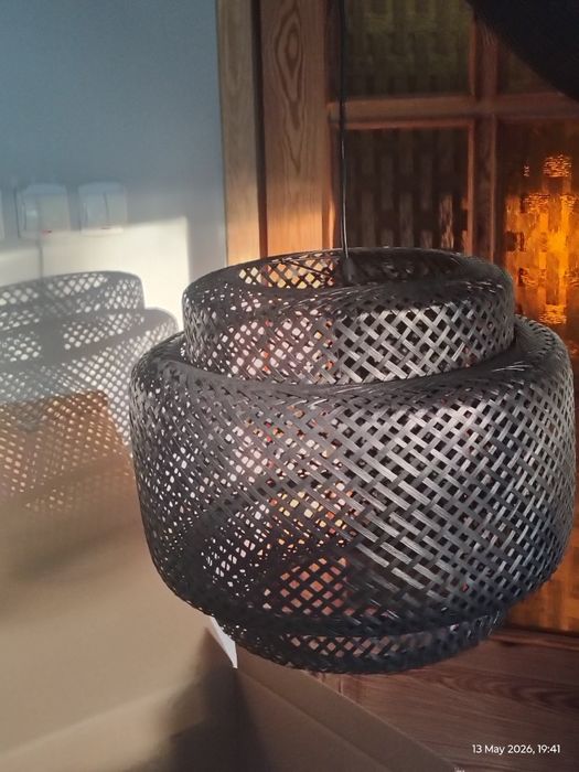Czarna lampa wisząca bambusowa boho/loft– Stan idealny