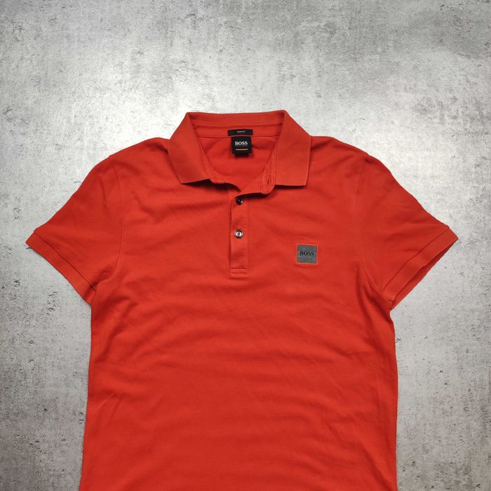 MĘSKA Elegancka PREMIUM Koszulka Polo Bawełna Hugo Boss Orange Classic