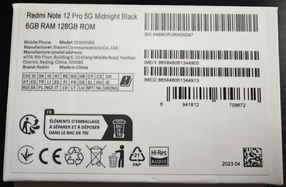 Xiaomi Redmi Note 12 Pro 5G Midnight Black 6/128 GB - stan idealny