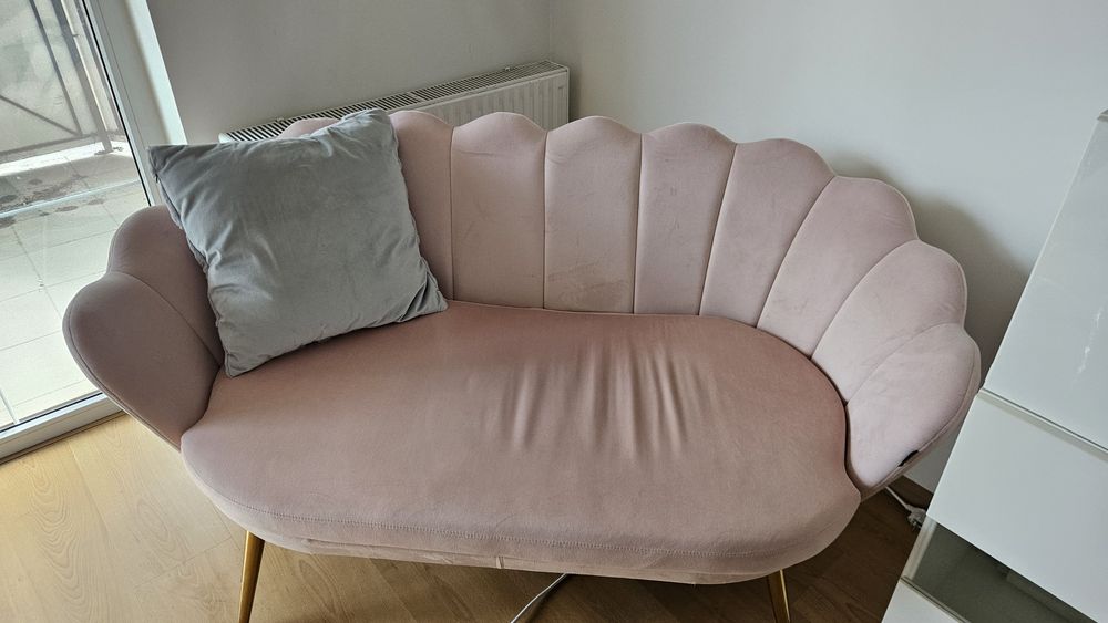 Kanapa sofa muszelka różowa