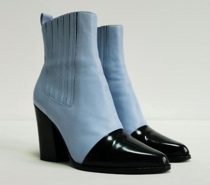 Kenzo Vintage botki na słupku z miękkiej naturalnej skóry 36 1/3