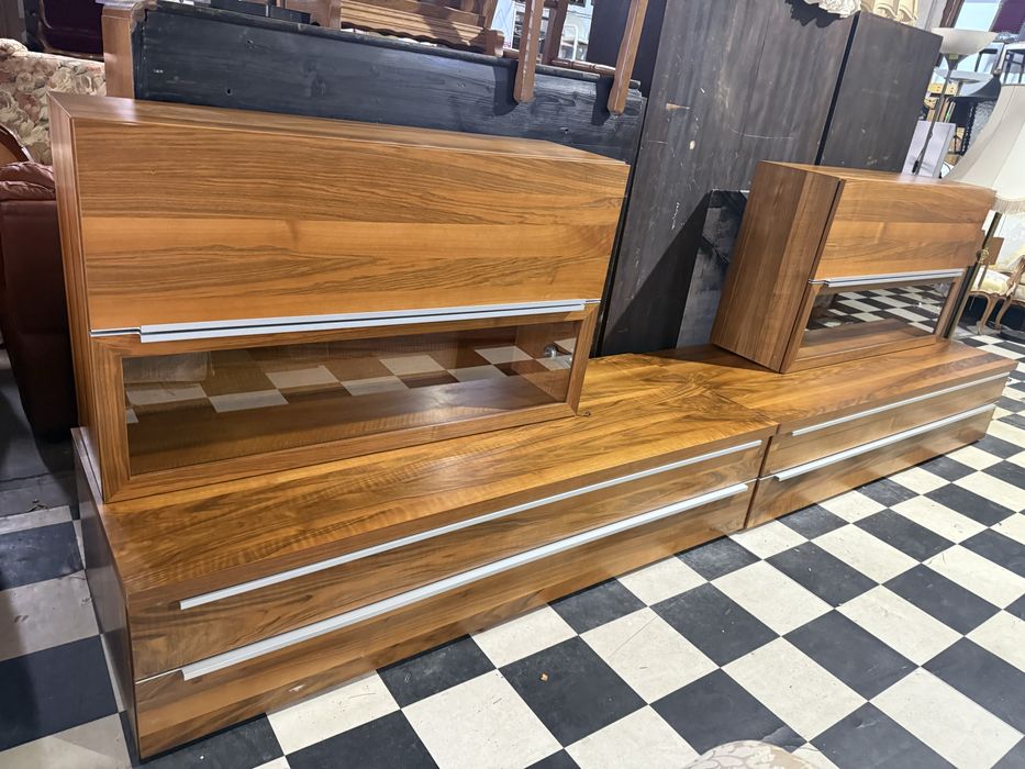 Komplet szafek w fornirze drewnianym | Komoda RTV wiszaca DOWOZ